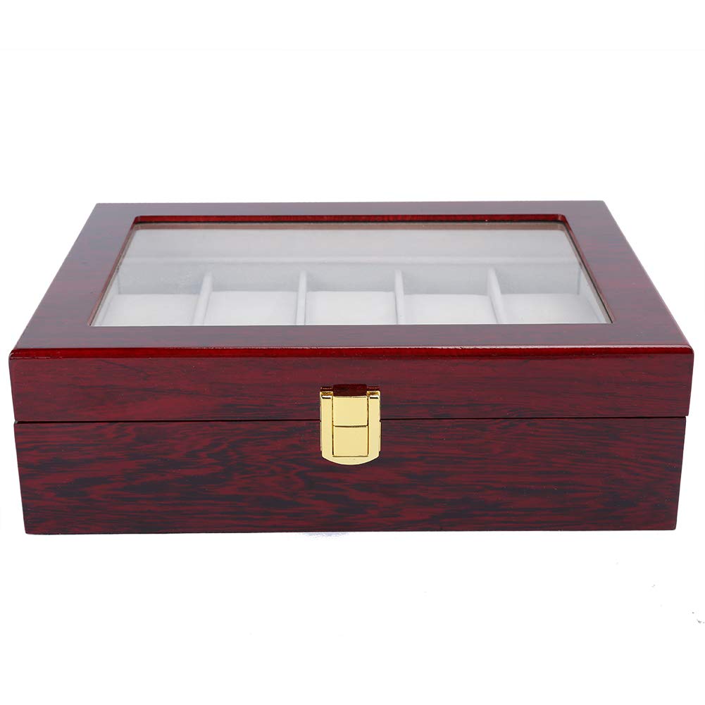 Cofanetto Portaorologi in Legno con 12 Scomparti e Vetrina, Organizer Gioielli con 10 Cassetti in Pelle per Esposizione Elegante