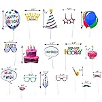 18pcs Birthday Photo Booth Props Party Decorations for Women Men Fiesta Photo Props Party Favors - Image 2