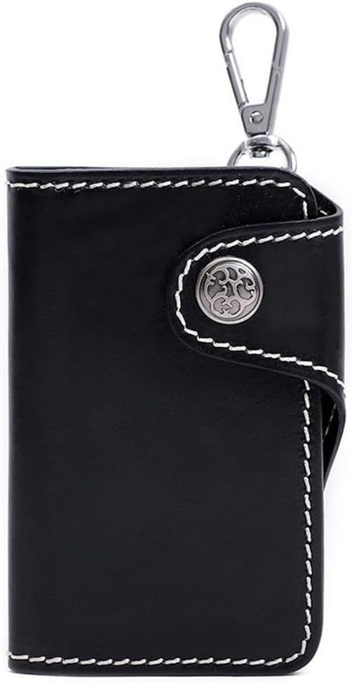 Black Vegetable Tanned Leather Key Organiser Car Door Holder With Card