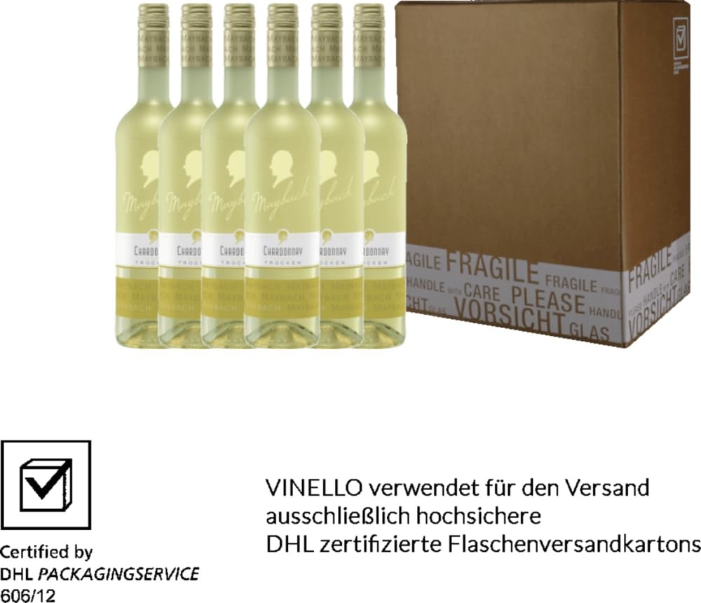 Chardonnay trocken Maybach Weißwein 6 x 0,75l VINELLO - 6 x Weinpaket inkl. kostenlosem VINELLO.weinausgießer