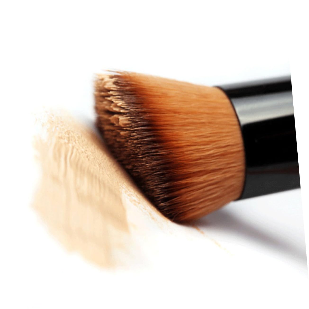 SOESFOUFU Universal Face Makeup Brush Wood Aluminum Tube Nylon Bristles 12.3cm for Foundation Application Random