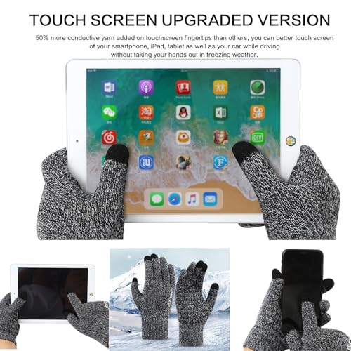 FOSDICK Mütze, Schal & Handschuh-Sets für Herren Damen, Beanie Mütze Herren Winter Schlauchschal Touchscreen Handschuhe, Wintermütze Halswärmer Gloves, Strickmützen Neckwarmer Thermo Handschuhe, Grau