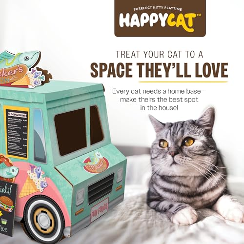 Rascador para gatos HappyCat estilo vintage de cartón miniatura 3