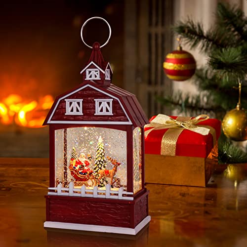 Image of Eldnacele Santa Claus Red Musical Snow Globe Lantern with 6H Timer
