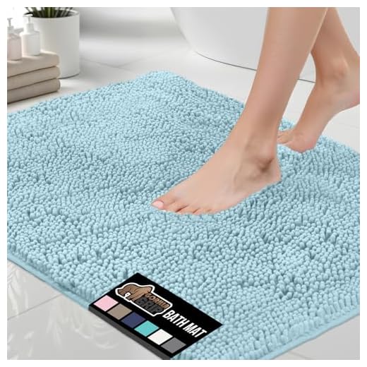 Gorilla Grip Original Luxury Chenille Bathroom Rug Mat, 30x20, Extra Soft and Absorbent Shaggy Rugs, Machine Wash Dry, Perfect Plush Carpet Mats for Tub, Shower, and Bath Room, Sky Blue