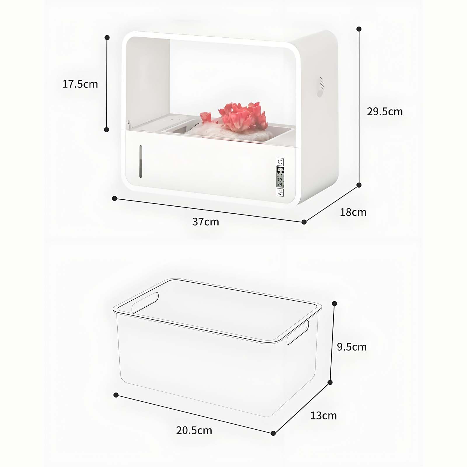Tienda de Cultivo de Setas con luz de Cultivo, Kit de Cultivo automatizado Monotub con Control de Humedad y Sistema de Aire Fresco, Caja de Aire estático para Interiores para Setas de Cardo y Setas
