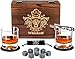 Bourbon zestaw 2 szklanek do whisky, zestaw upominkowy dla mężczyzn – w zestawie kryształowe szklanki do whisky, kamienie chłodzące, podstawki z łupkiem, szklanki do Scotch w drewnianym pudełku, Wisky Burbon Retirement Gifts