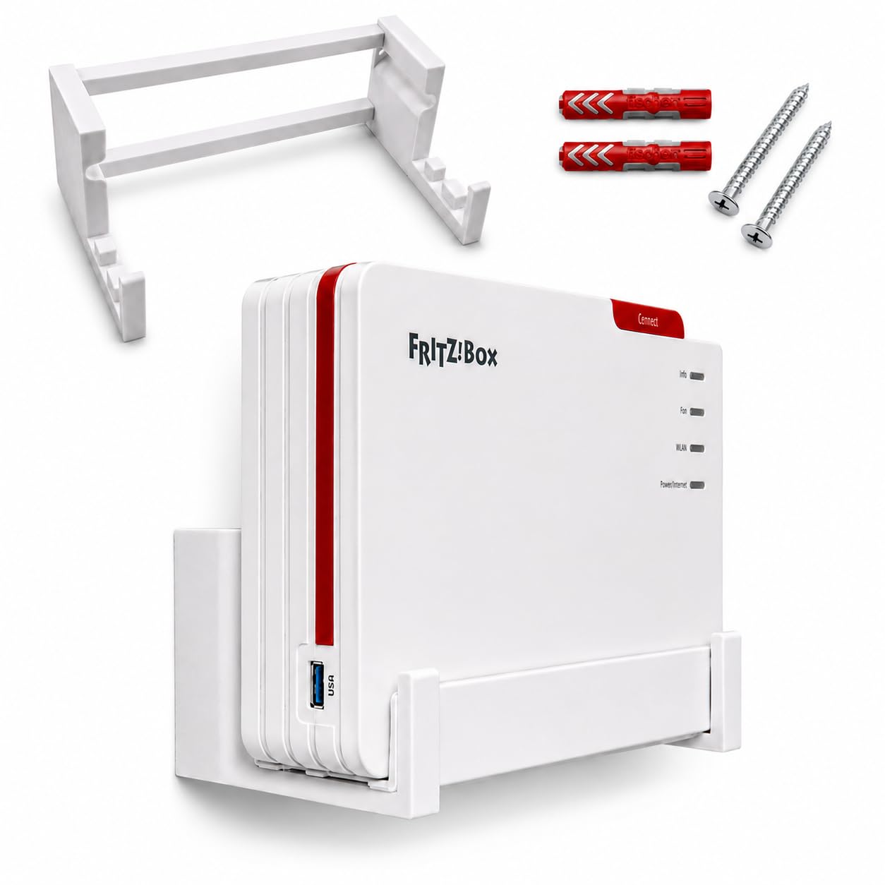 OSAZEE Wandhalterung für AVM FritzBox 5690 Pro – 9 cm Wandabstand für optimale Kabelführung – Überkopf & Untertisch montierbar – inkl. Schrauben & Dübel – Made in Berlin