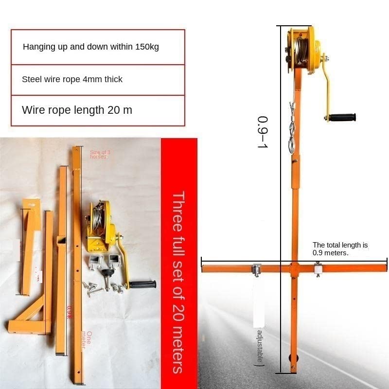 icVantA Portable Winch Hoist for Air Conditioner Installation, Specialized Bracket + Hoist for Mounting Outdoor Units (Color : 5ph Brackets+Winch 30m) (3ph Brackets+Winch 20m)