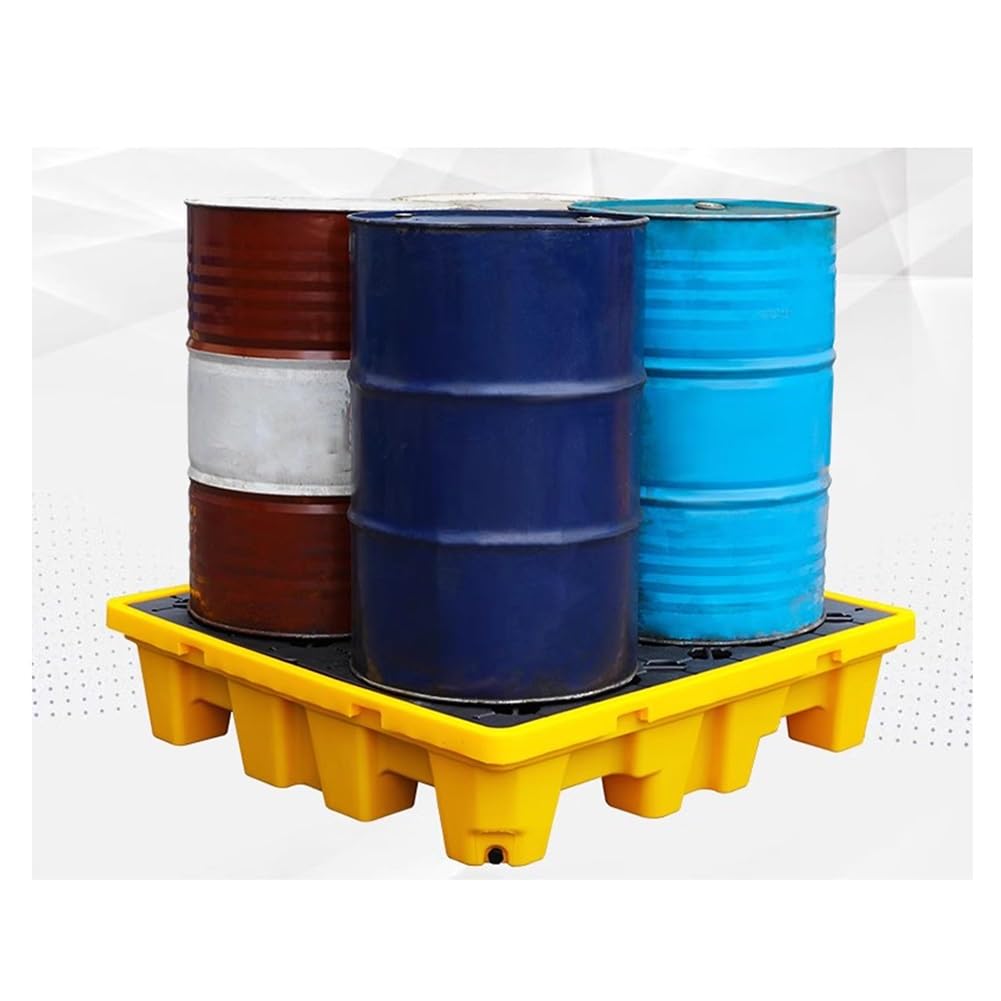 Bac de rétention des déversements d'hydrocarbures, Palette de rétention emboîtable pour fûts avec Grille Amovible, Plateforme de Stockage Industrielle en polyéthylène pour seaux de Peinture