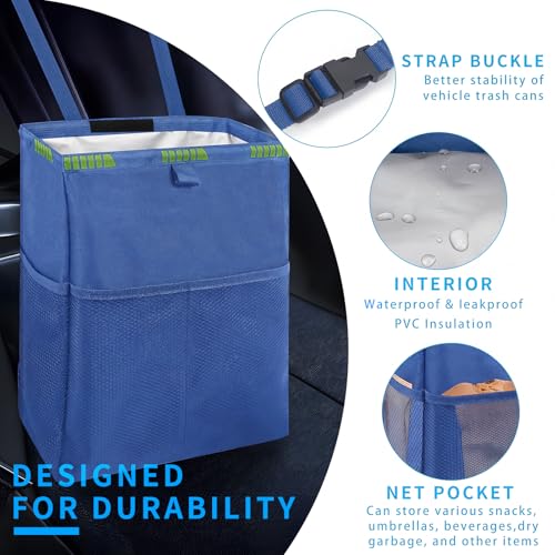 Image of Homelove Hanging Car Trash Can with 4 Storage Pockets, Waterproof Leakproof Oxford Auto Garbage Bag, Adjustable Garbage Bag, Foldable Car Trash Bin Fit for Truck, SUV, Home, Office