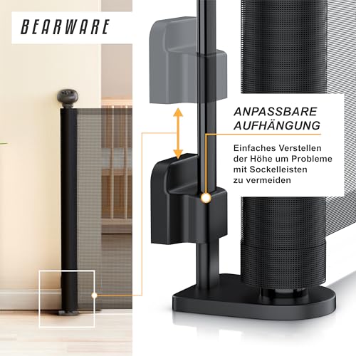 CSL - Schutzgitter Treppe Baby – Baby Schutzgitter für Treppen und Türen – bis zu 180 cm – Kindersicheres Absperrgitter – Treppenschutzgitter ausziehbar - Sicherheitsgitter Safety Gate