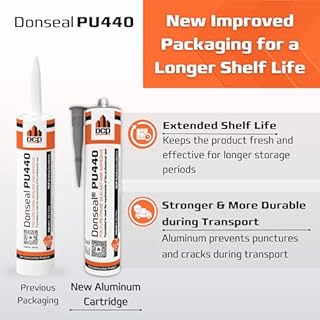 DCP Donseal PU440 Polyurethane Concrete Sealant 2 Pack New Formula – Non-Sag Concrete Caulk for Joints, Walls, Sidewalk, and Foundation, 10.1 fl. oz. Cartridge – Grey