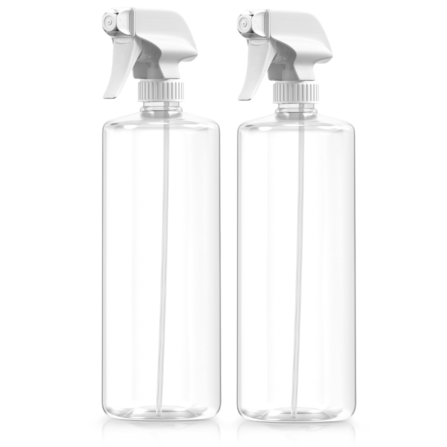 Bar5F Plastic Spray Bottles with Mixor Trigger, 32 oz | Professional, Leak Proof, Empty, Adjustable Fine to Powerful Sprayer, Refillable | Water Plants, Cleaning Solutions | Crystal Clear | Pack of 2