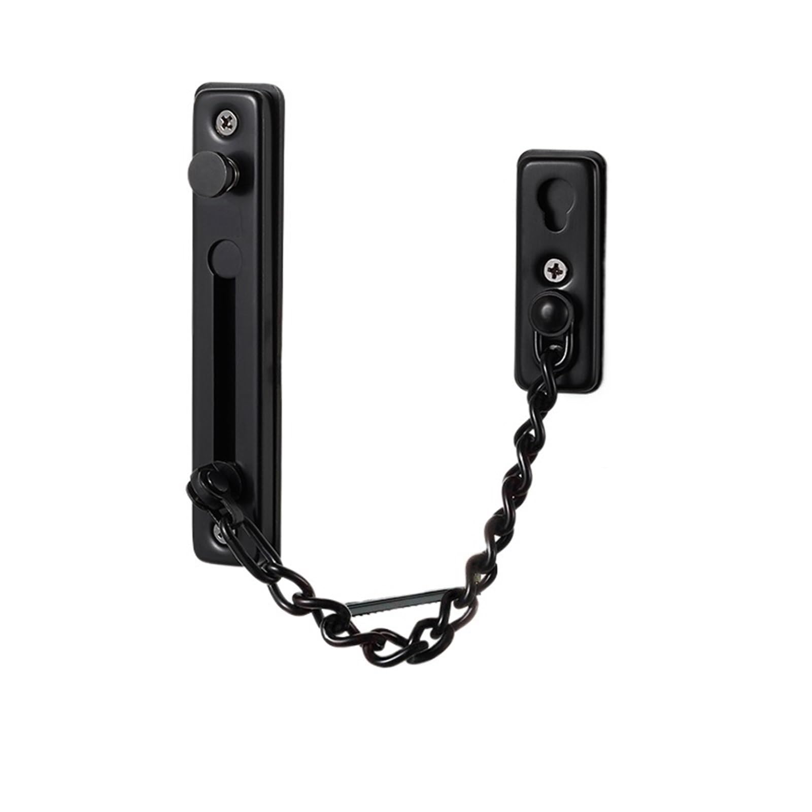Yusuzh Black Security Door Sliding Chain Lock Safety Punch Free Stainless Steel Latch Buckle For Door(Black)