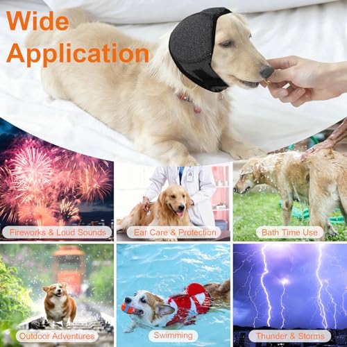 Hunde-Ohrenschützer, wasserdichte Hunde-Ohrenschützer, verstellbare Hunde-Lärmschutz-Ohrenschützer, bequeme Hunde-Ohrenschützer für Lärmschutz, für Bad, Pflege, Angstlinderung (M, Grau)