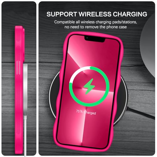Coque iPhone 13 Pro ondulée compatible Magsafe antichoc rose - 7