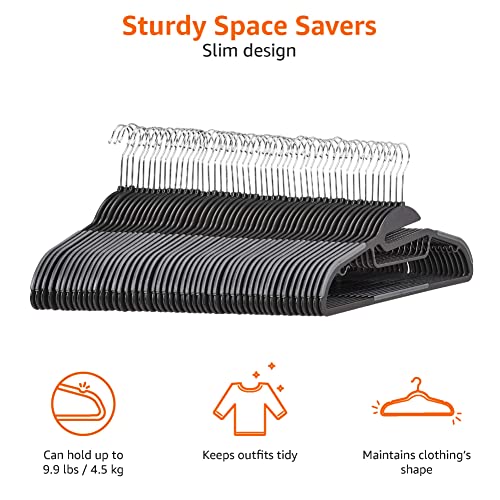 Perchas Antideslizantes Amazon Basics - Paquete de 50, Gris