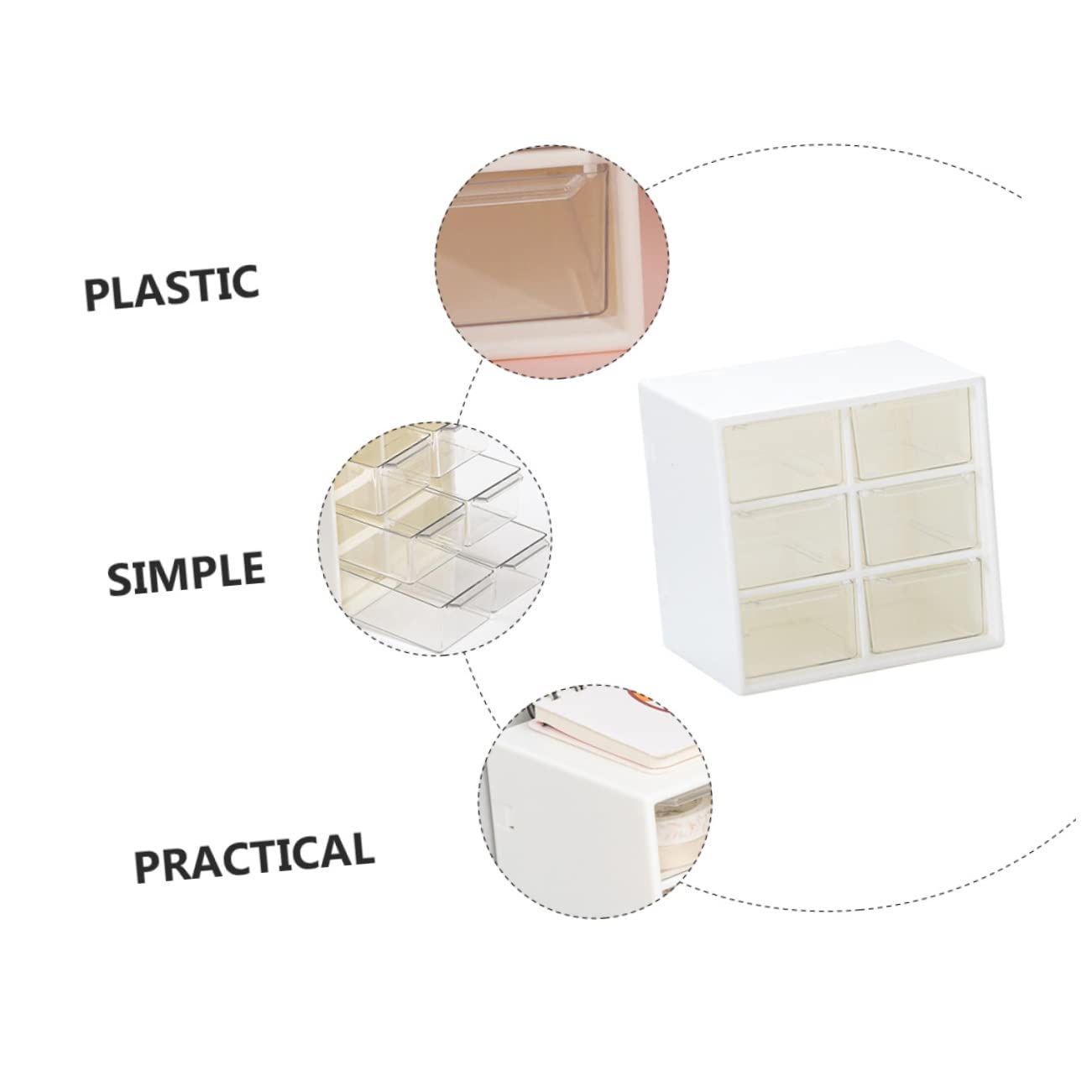 Ciieeo 2pezzi Scatola Organizzatrice Da Scrivania Plastica Con Scomparti Multipli Portaoggetti Per Cancelleria e Cosmetici Design Trasparente e Resistente Per Ufficio e Casa Bianco