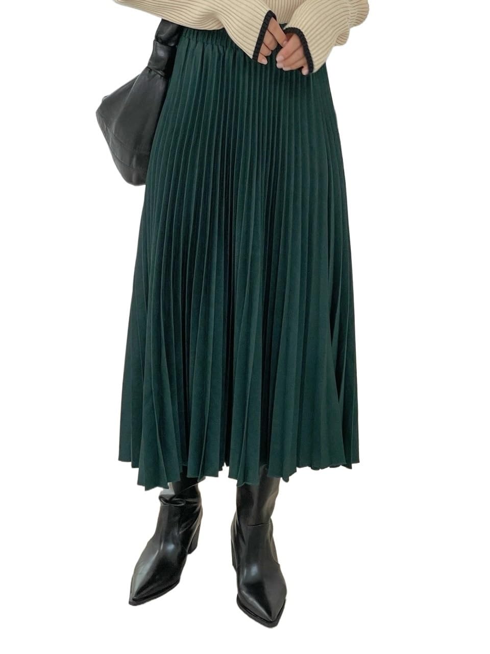 Womens Elegant Loose High Waist Pleated Long Skirt Trendy Stylish Skirts