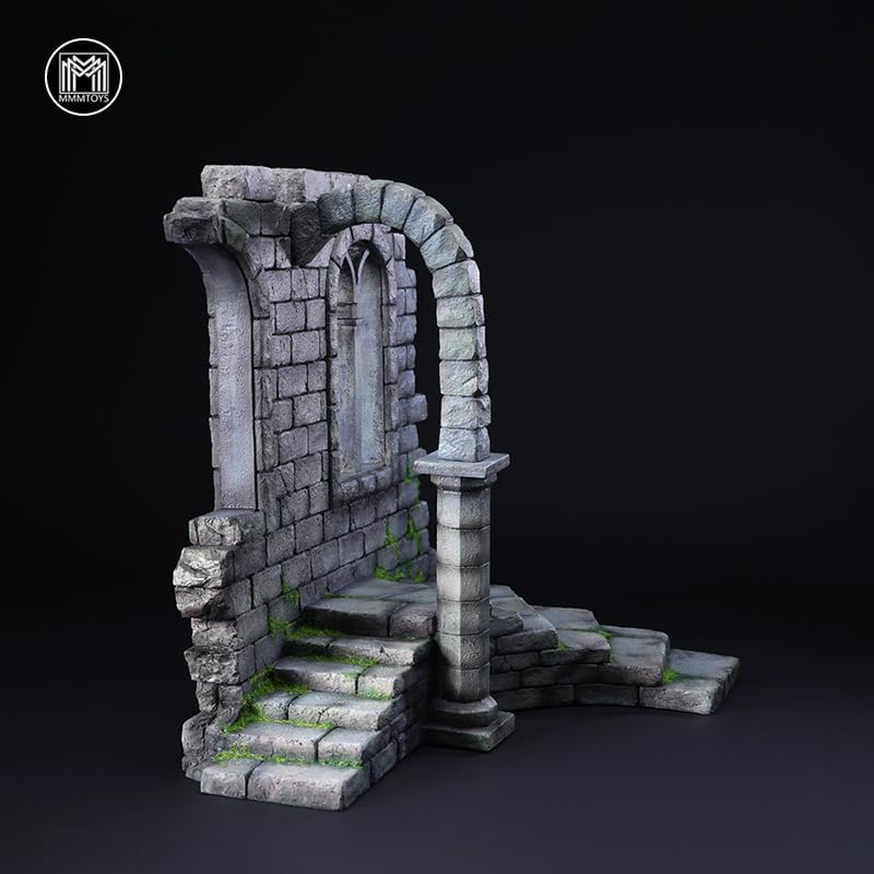 JXK 1/12 Ancient Castle Ruins Diorama 2.0 Realistic Sculpture Accessory for Diorama Enthusiasts, Collectors and Model Builders