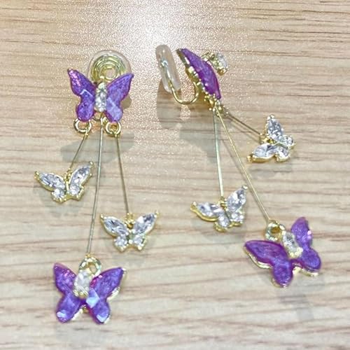Butterfly Earrings for Women Clip on Earrings Cute Earrings Y2K Jewelry Purple Earring Fairy Earrings for Women's Jewelry Best Christmas Gifts 20252