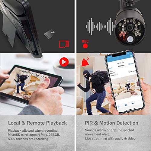 sequro-GuardPro-Wireless-Surveillance-Security-Camera-System-Monitor-Weatherproof-Outdoor-Night-Vision-HD-AC-Powered-Camera-and-Home-Surveillance-4CH-Monitor-DVR-Kit-with-Smartphone-Access-2-cam-Kit