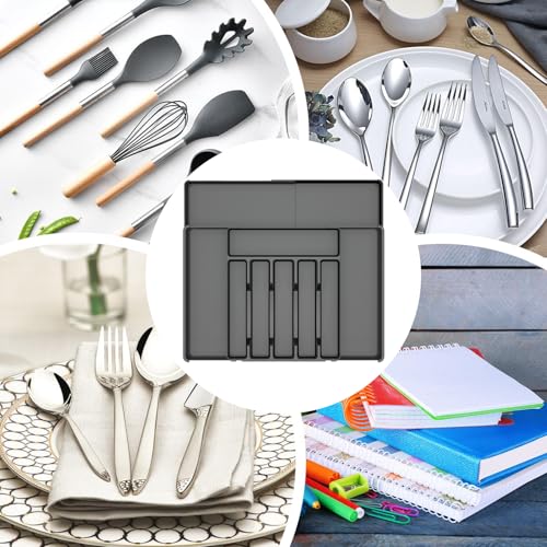Range-ustensiles extensible et range-couverts pour tiroir de cuisine - 7