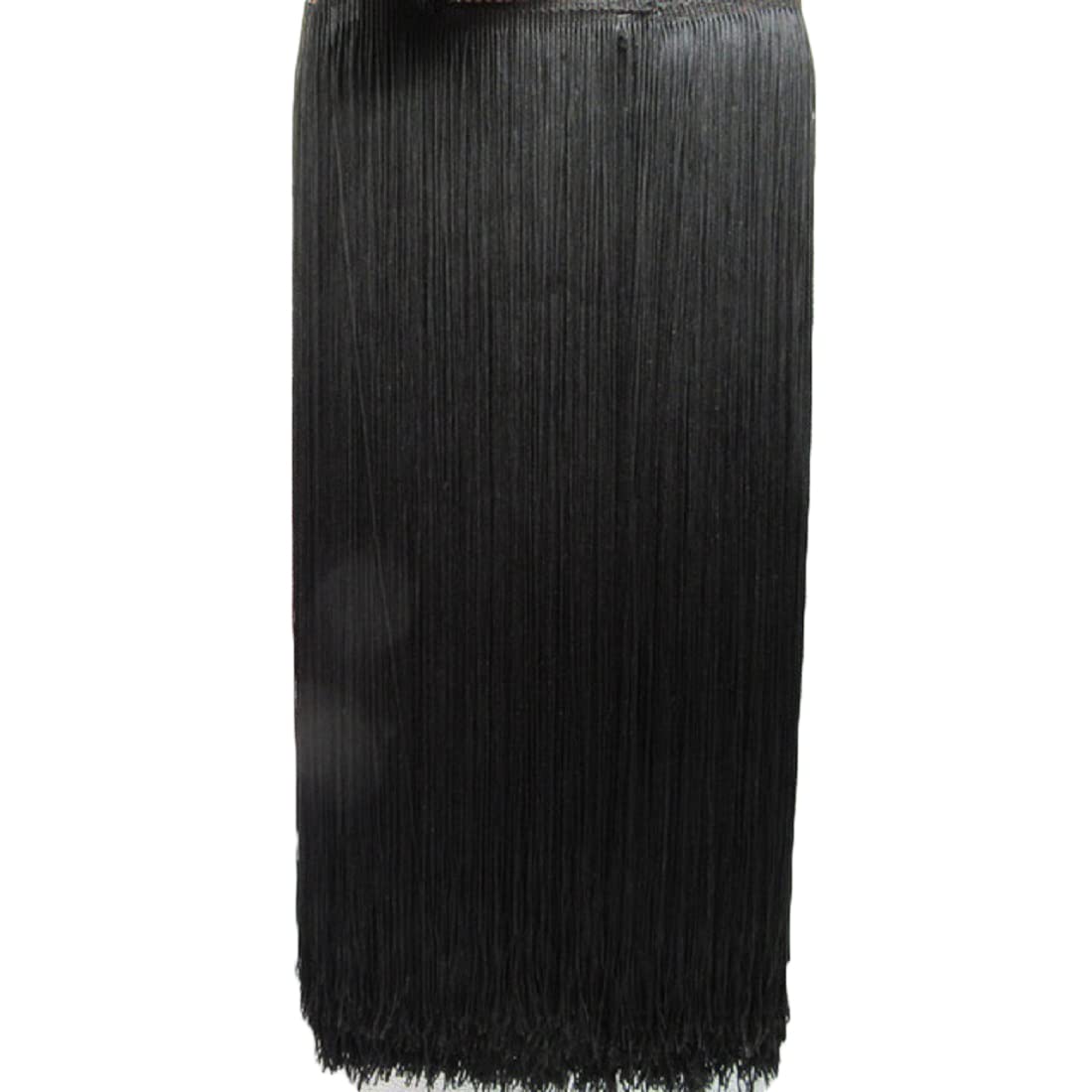 Yalulu Fringe Trim Lace Tassel, 2 Yard 100cm Width Polyester Tassel Fringe Trimming Chainette Fringe Trim for DIY Latin Dress Stage Clothes Curtain Accessories (Black)