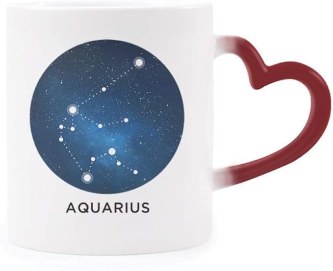 Aquarius Constellation Zodiac Sign Morphing Mug Heat Sensitive Red Heart Cup