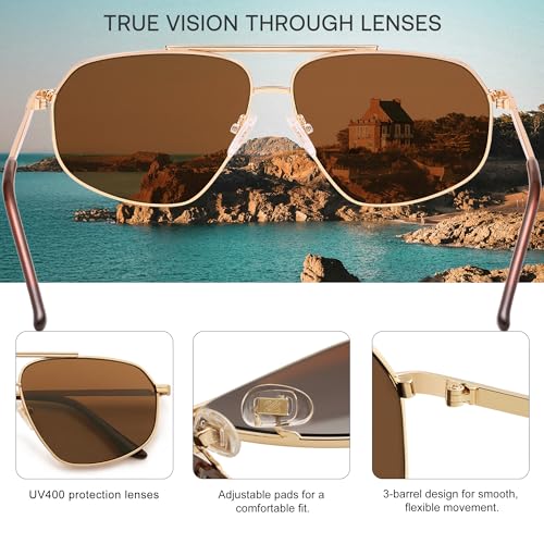 Image of SOJOS Retro Hexagon Aviator Sunglasses for Women Men Trendy Vintage UV400 Protection Shades SJ1200