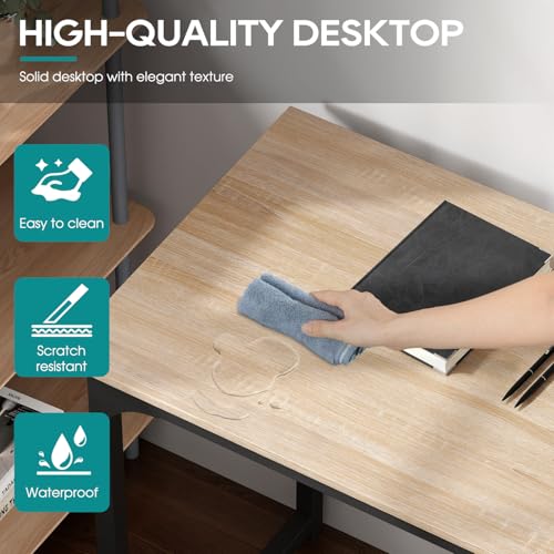 Image of BestOffice Computer Desk,Home Office Desk, Modern Simple Style for Home Office Study Writing (Nature, 39 Inch)