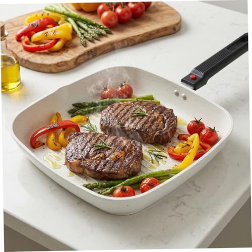 Faticenic Sartén Cuadrada, Sartén Antiadherente Blanca Con Mango Desmontable, Sartenes Cuadradas Para Huevos, Tortillas Y Crepes, Huevo, Comales Para Tortillas, Freír