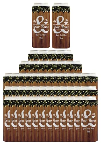 Gay Wedding Decor Mr & Mr [Your Names & Date] 48-Pack Personalized Ultra Slim Drink Can Coolers Party Pack MrMr