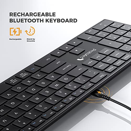 Protoarc 2.4G Wireless Left-Handed Keyboard, Xk21 Bluetooth Ultra-Thin Keyboard, Rechargeable Silent Keyboard With Three Multi-Device, Windows/Mac/Android, Black #TOP2