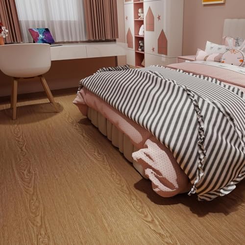 Image of Self-Adhesive Vinyl Flooring & Walls Covering, Waterproof, Removable Oil-Resistant Floor Sticker,Peel Stick Wallpaper for Kitchen Living Room Floor Stickers (Acacia, 60 x 300 cm)