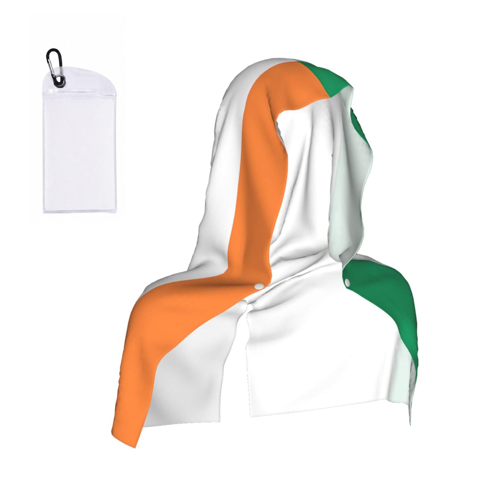 DUWAA Irish Flag Print Reusable Hoodie Cooling Neck Wrap, Hot Weather Outdoor Sports Workout Head Towel For Stay Chill