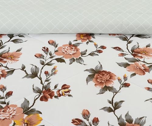 Image of Florida Floral Microfiber Comforter Set for Double Bed Soft Reversible 180 GSM AC Comforter with King Bedsheet & 2 Pillow Covers