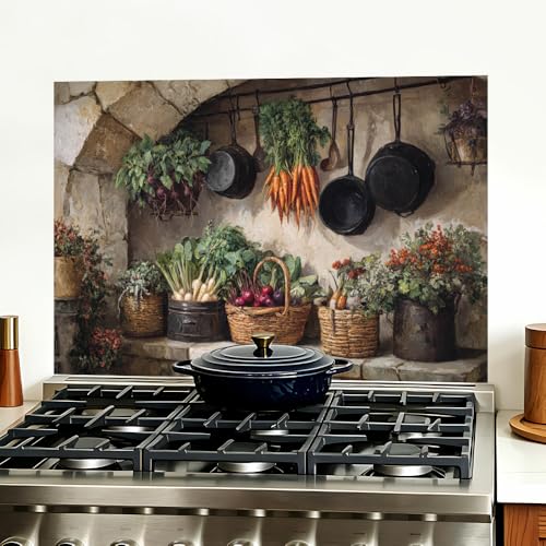 Image of Rustic Vegetable Kitchen Backsplash Peel and Stick, 35.4x23.6 in