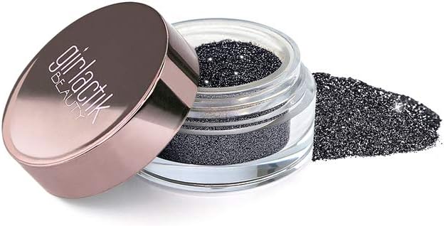 Girlactik USA. Loose Black Metallic Eyeshadow Pot . Eye Sparkles Shimmer. High Pigment Powder. -Midnight Black