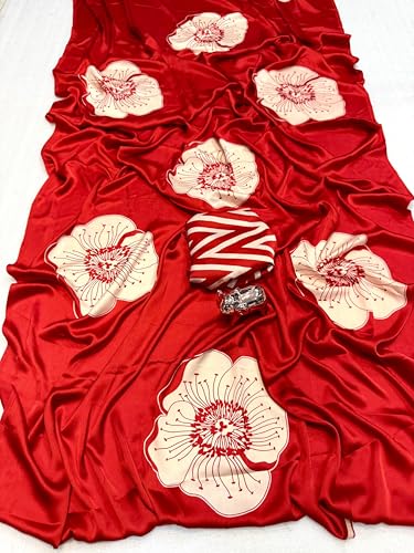 Image of SATIKA VASTRAM Modal Silk Ajrakh Saree Bandhani Design Crepe Printed Designer Pallu Attach Blouse Piece