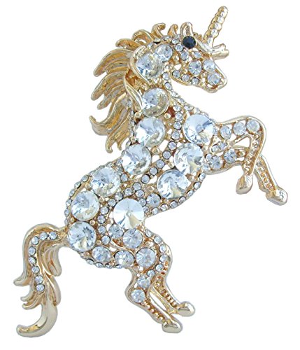 Image of Unique Animal Unicorn Horse Brooch Pin Pendant Austrian Crystal BZ6172