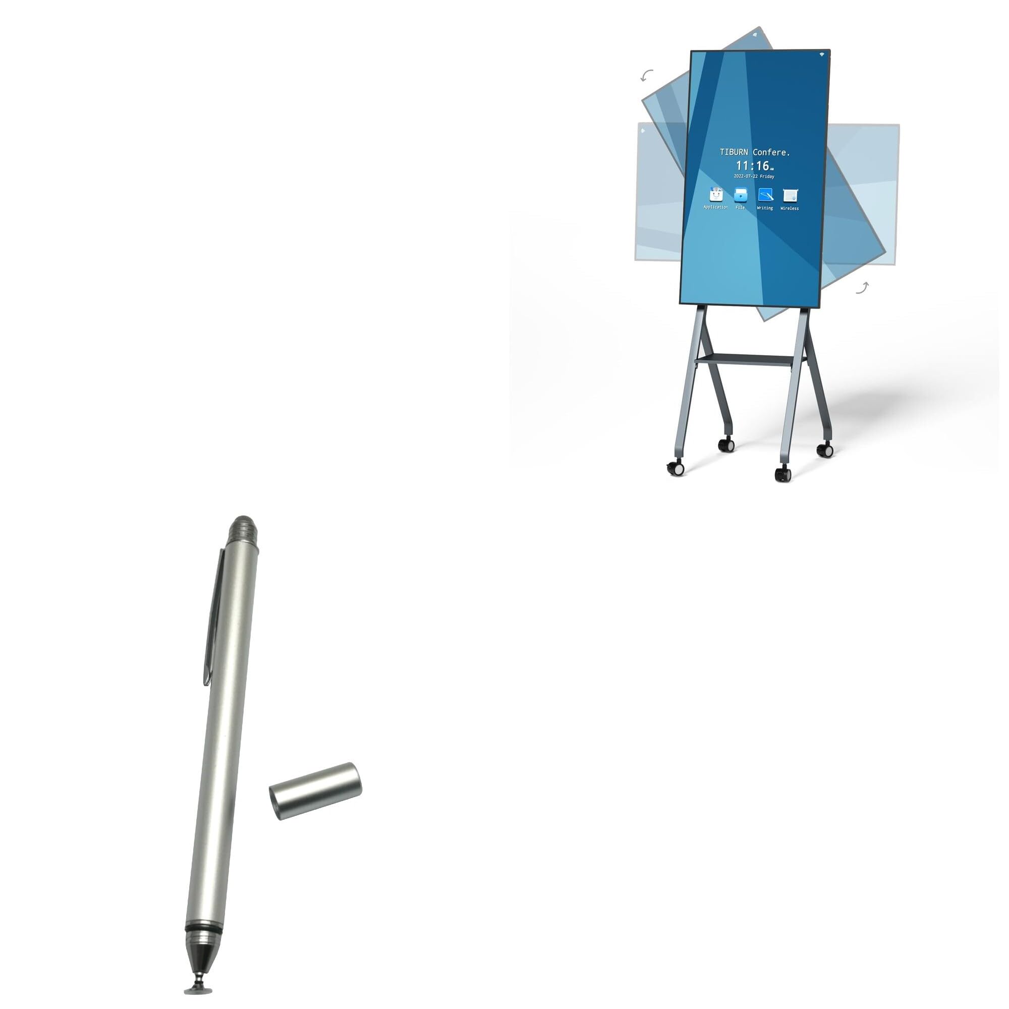 BoxWave Stylus Pen Compatible with TIBURN FLIP HUB (55 in) - DualTip Capacitive Stylus, Fiber Tip Disc Tip Capacitive Stylus Pen - Metallic Silver