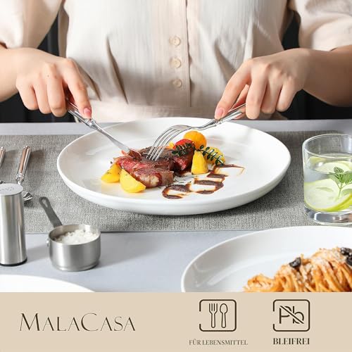 MALACASA Serie REG Porzellan Speiseteller 6 Personen Ø26,7×3 cm cremeweißes – Ansicht 3