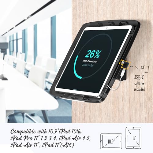 Image of Tablet Wall Mount Lockable Tiltable Anti Theft Security, Compatible with 10.9 inch iPad 10th, Pro 11 inch 1 2 3 4, Air 4 5, Air 11''(M2 /M3 /M4), iPad 11 inch(A16) - BSW102BA