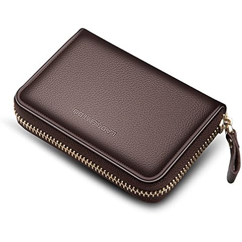 LAORENTOU Men Wallet Genuine Leather Card Holder for Male Brand Business Driver License Credit Card Case Holder (Brown 3) Cover