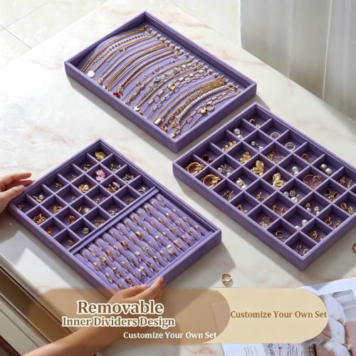 Image of Large Velvet Jewelry Tray Display Drawer Inserts 2 Pack