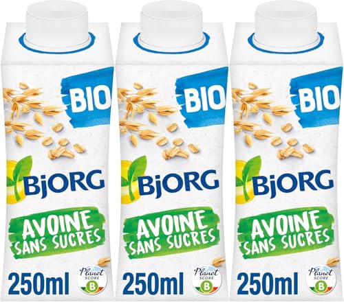Bjorg Boisson Avoine Sans Sucres ajoutés - Boisson végétale Bio – Format à emporter partout - 3 x 25 cl