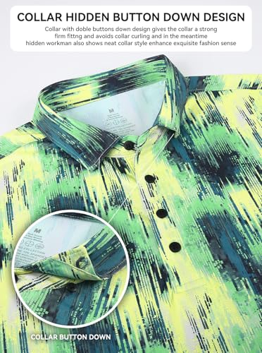 Image of Alex Vando Mens Golf Shirts Short Sleeve Breeze Quick-Dry Print Polo Shirt