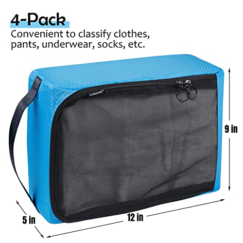 Packing Cubes For Suitcases 4-Pack Travel Cubes For Packing Luggage Organizer Suitcase Organizer Bags Set Packing Bags Travel Bags Carry On Packing Cubes Travel Accessories Blue #TOP1
